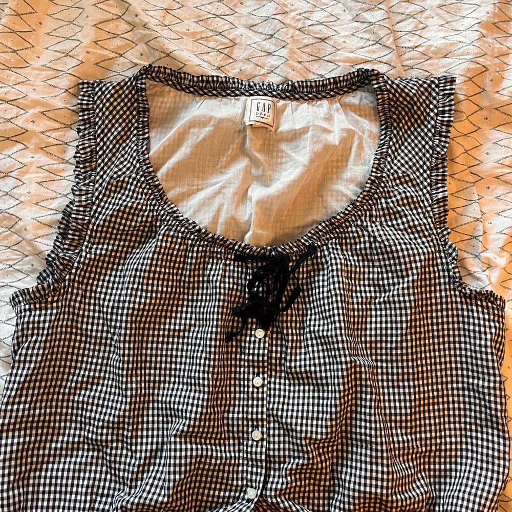 GAPx DÔEN Black and White Gingham Tank Top